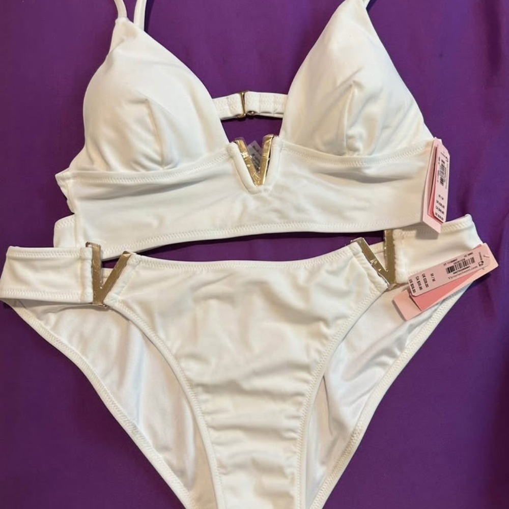 Victoria's Secret White Bikini with Gold Detail
